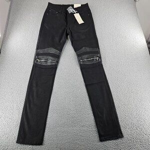mnml Jeans Mens 30 Black X186 Moto Stretch Denim Slim Fit Biker Zipper Pants